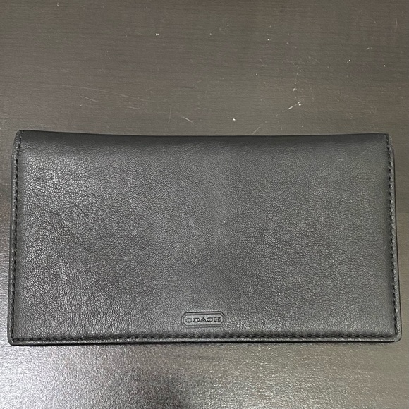COACH Black Leather Bifold Checkbook Insert Wallet - Picture 5 of 10